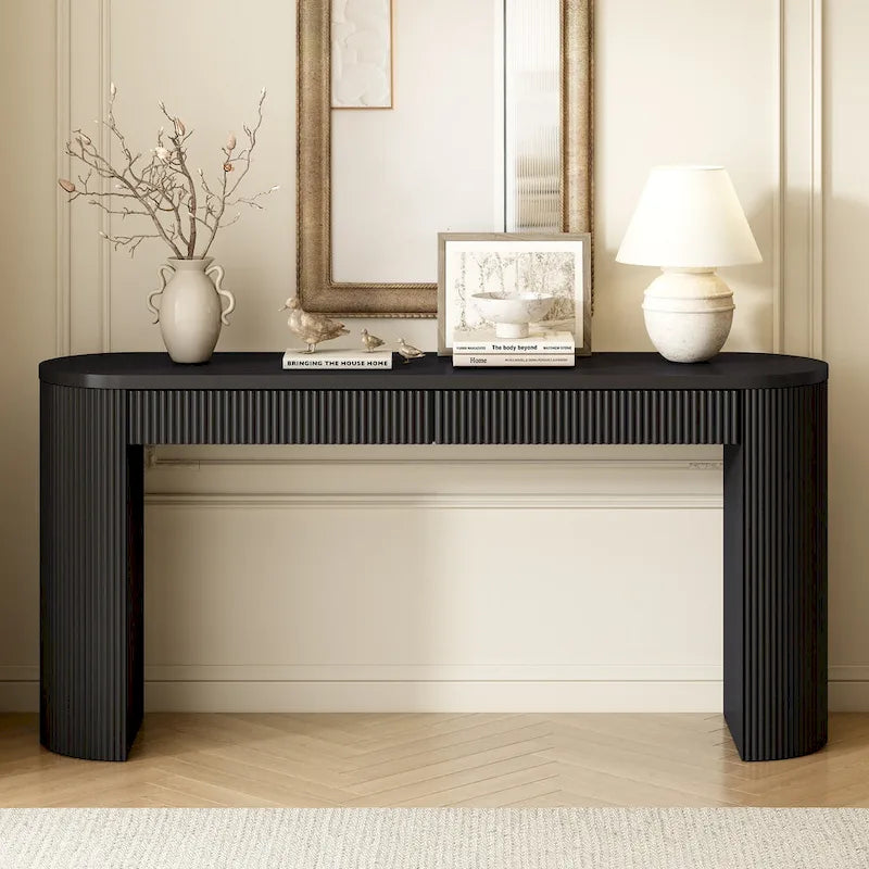 Console incurvée, table d'appoint de canapé longue, table d'entrée étroite