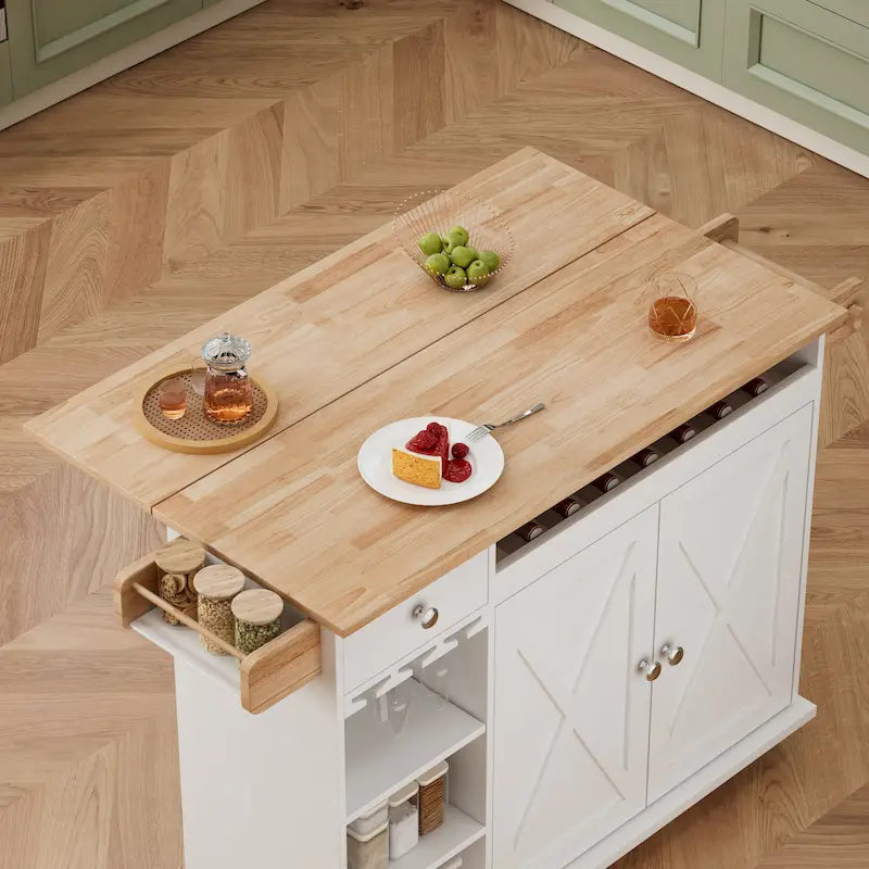 Îlot de cuisine roulant avec plateau en bois massif