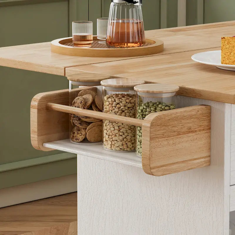 Îlot de cuisine roulant avec plateau en bois massif