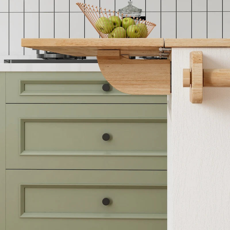 Îlot de cuisine roulant avec plateau en bois massif