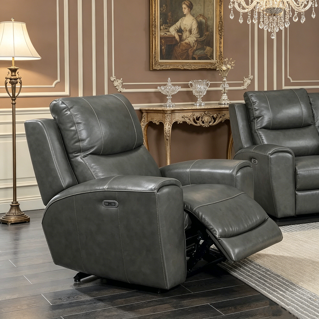 Fauteuil inclinable électrique en cuir pleine fleur