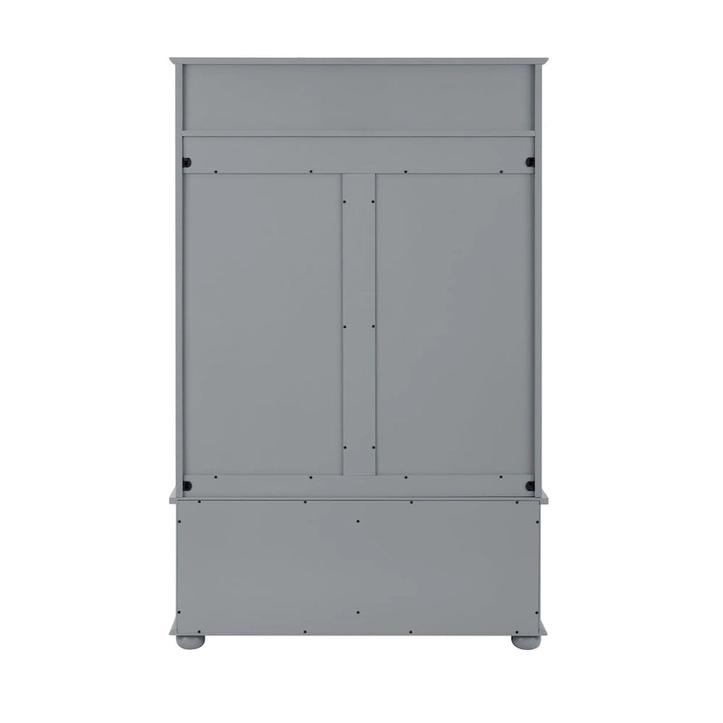 Banc d'entrée avec porte en rotin et armoires à chaussures