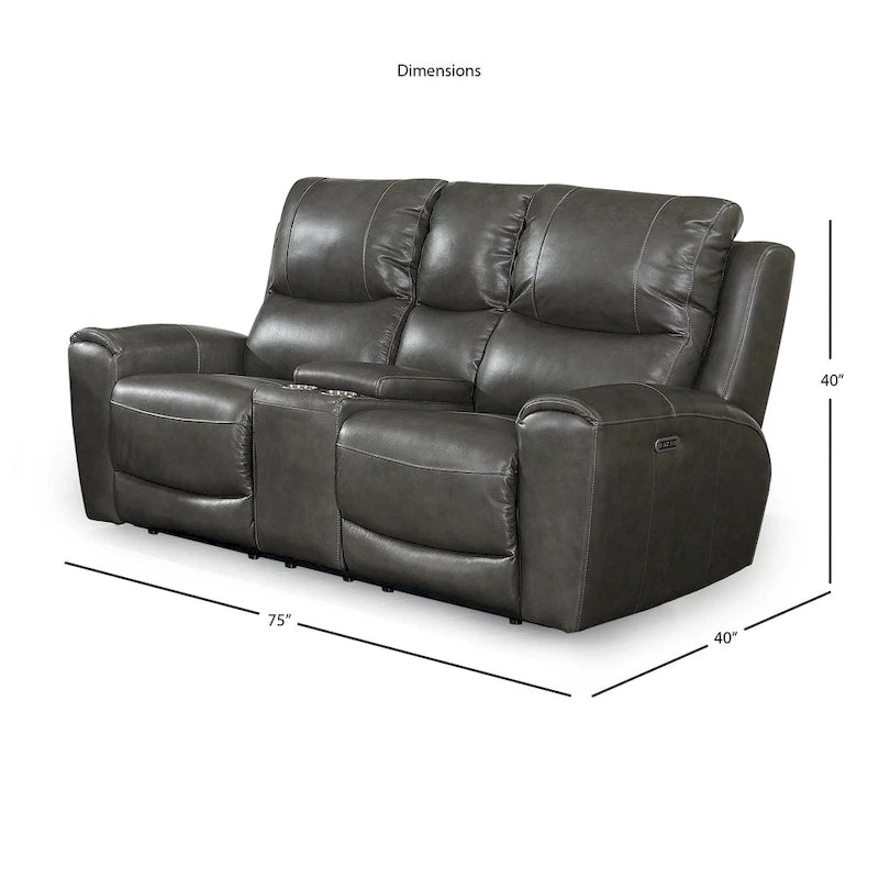 Causeuse inclinable électrique en cuir pleine fleur