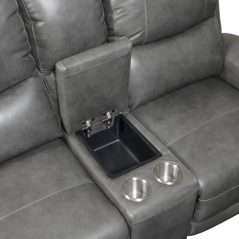 Causeuse inclinable électrique en cuir pleine fleur