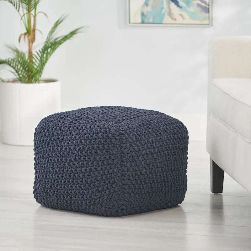 Coussin carré en coton tricoté