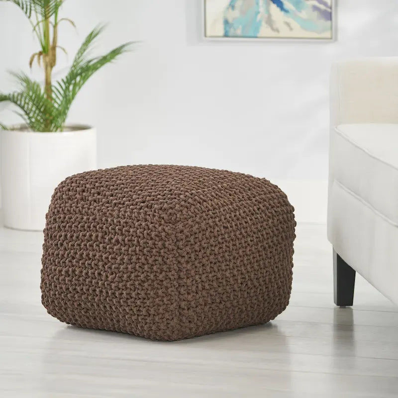 Coussin carré en coton tricoté