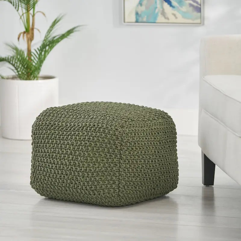 Coussin carré en coton tricoté