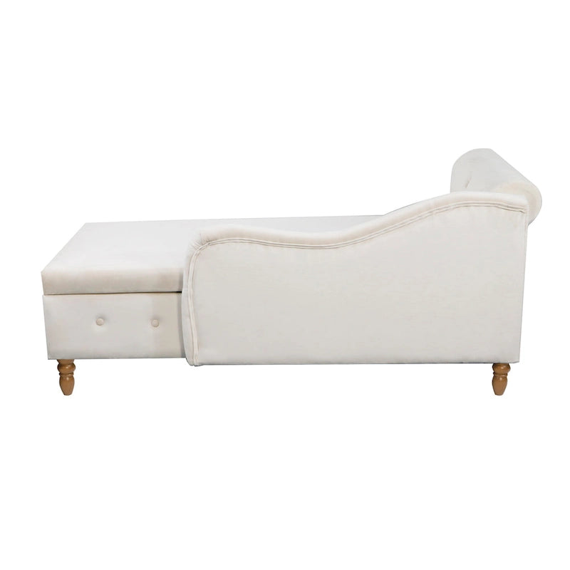 Chaise longue en velours rembourrée à accoudoirs arrondis pour chambre à coucher