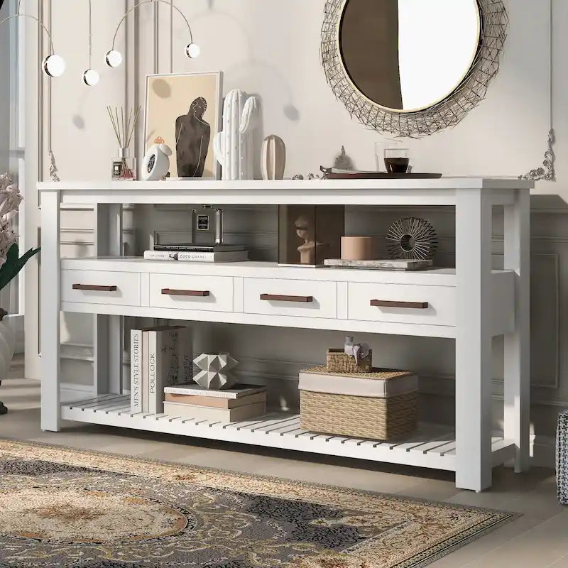 Console avec 4 tiroirs et 2 étagères
