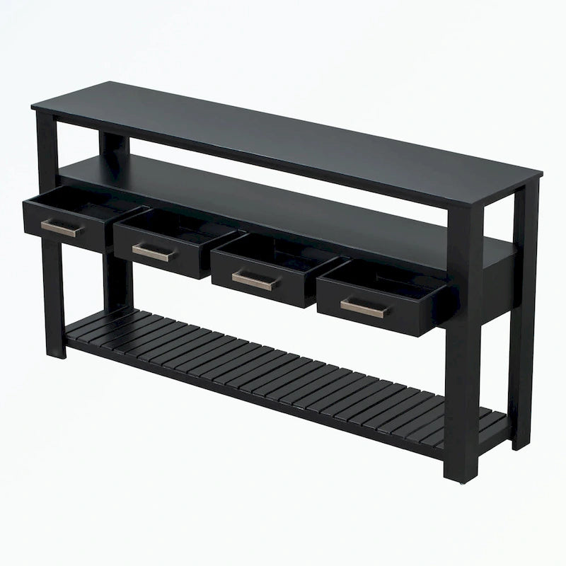Console avec 4 tiroirs et 2 étagères
