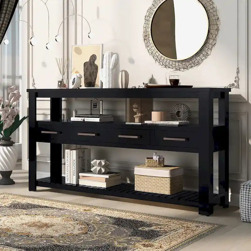 Console avec 4 tiroirs et 2 étagères