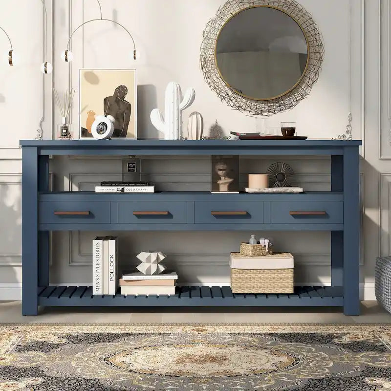 Console avec 4 tiroirs et 2 étagères