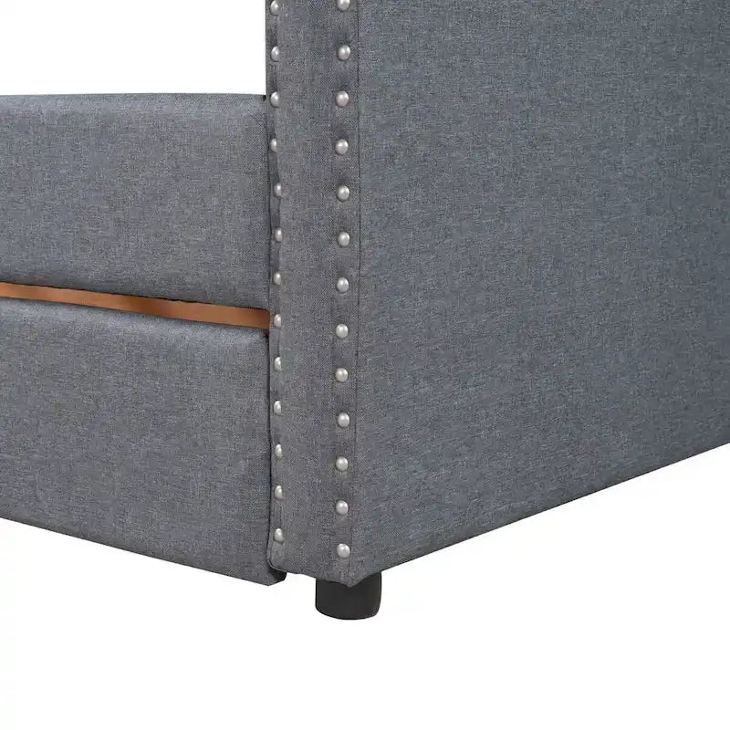 Lit de repos capitonné de taille double avec tiroirs