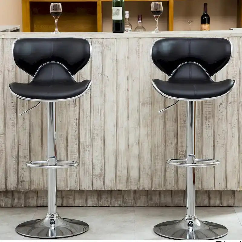 Tabouret de bar pivotant et réglable en similicuir avec vérin à gaz