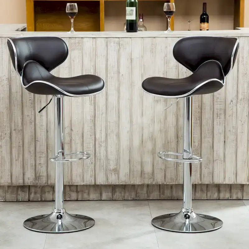 Tabouret de bar pivotant et réglable en similicuir avec vérin à gaz