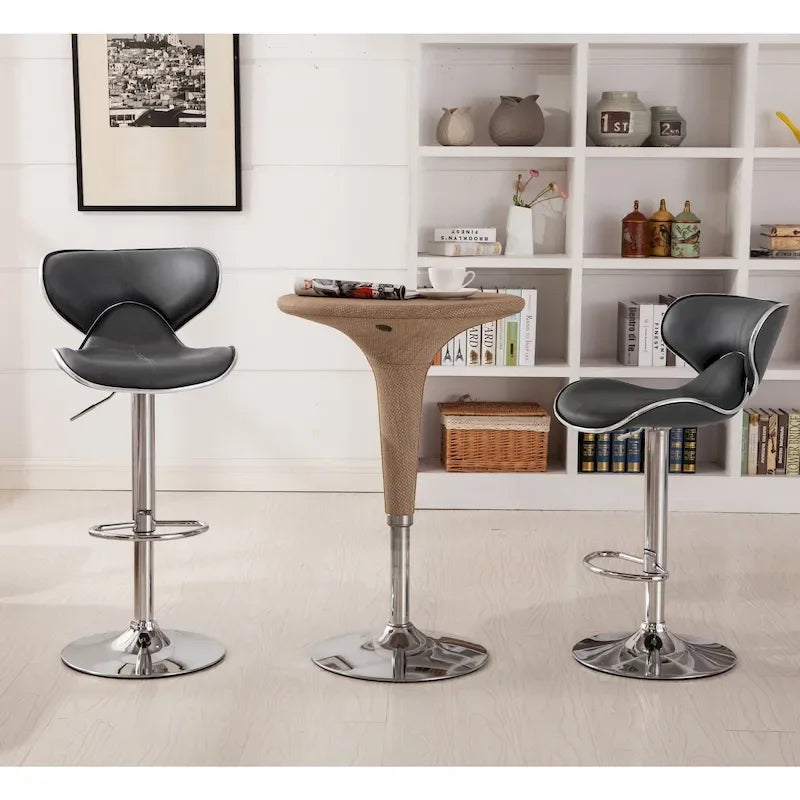 Tabouret de bar pivotant et réglable en similicuir avec vérin à gaz