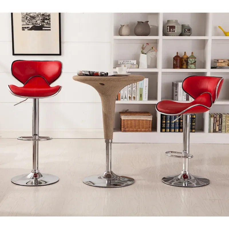 Tabouret de bar pivotant et réglable en similicuir avec vérin à gaz