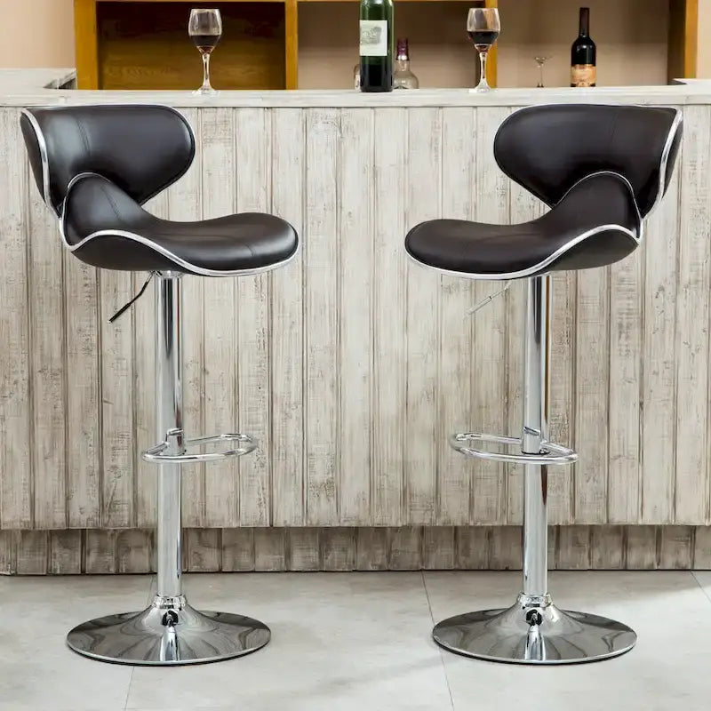 Tabouret de bar pivotant et réglable en similicuir avec vérin à gaz