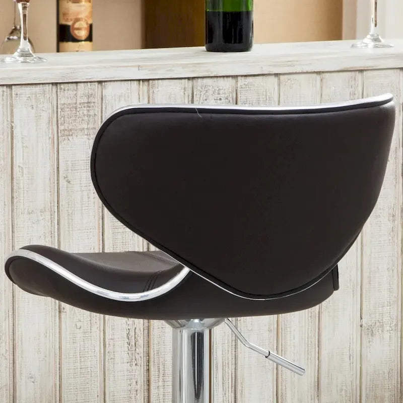 Tabouret de bar pivotant et réglable en similicuir avec vérin à gaz
