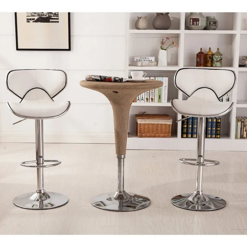 Tabouret de bar pivotant et réglable en similicuir avec vérin à gaz