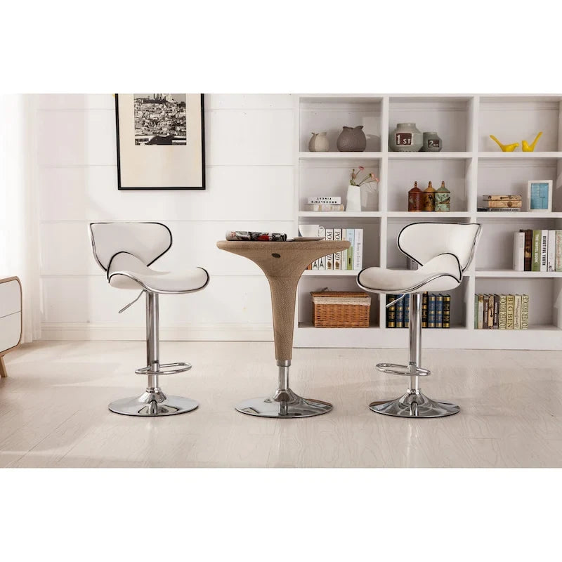 Tabouret de bar pivotant et réglable en similicuir avec vérin à gaz