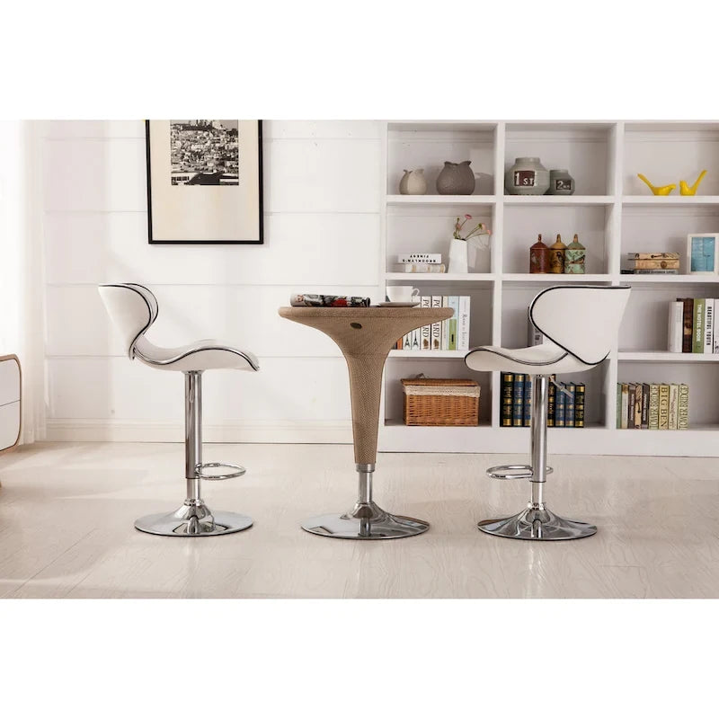 Tabouret de bar pivotant et réglable en similicuir avec vérin à gaz