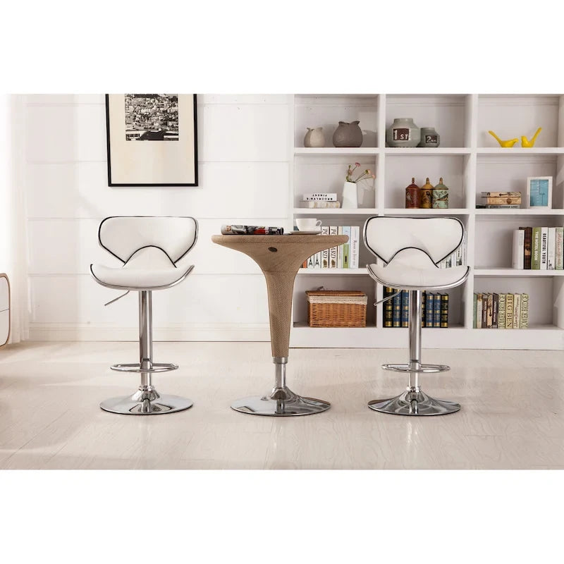 Tabouret de bar pivotant et réglable en similicuir avec vérin à gaz