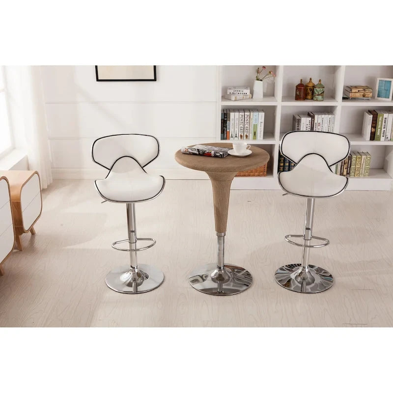 Tabouret de bar pivotant et réglable en similicuir avec vérin à gaz