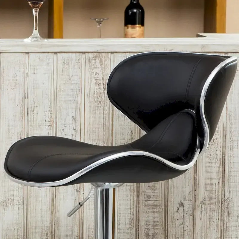 Tabouret de bar pivotant et réglable en similicuir avec vérin à gaz
