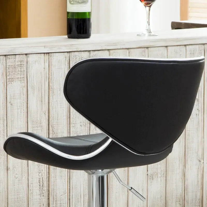 Tabouret de bar pivotant et réglable en similicuir avec vérin à gaz