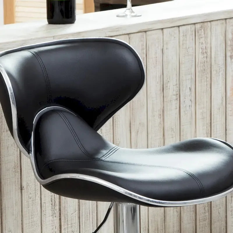 Tabouret de bar pivotant et réglable en similicuir avec vérin à gaz