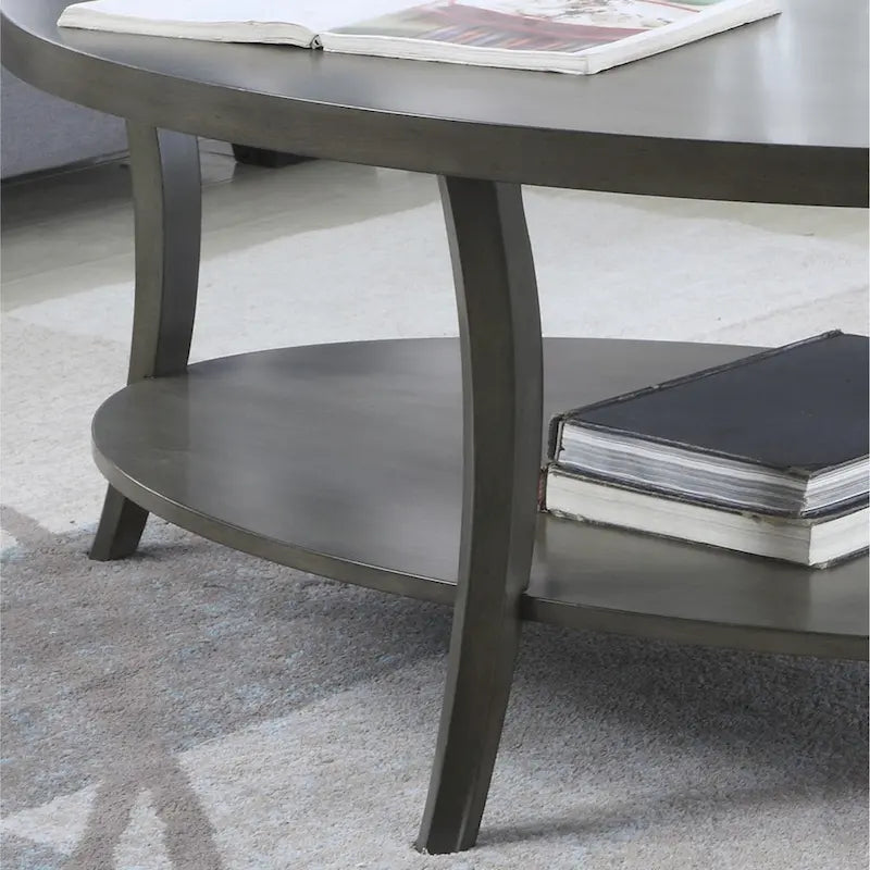 Table basse ovale étagère contemporaine