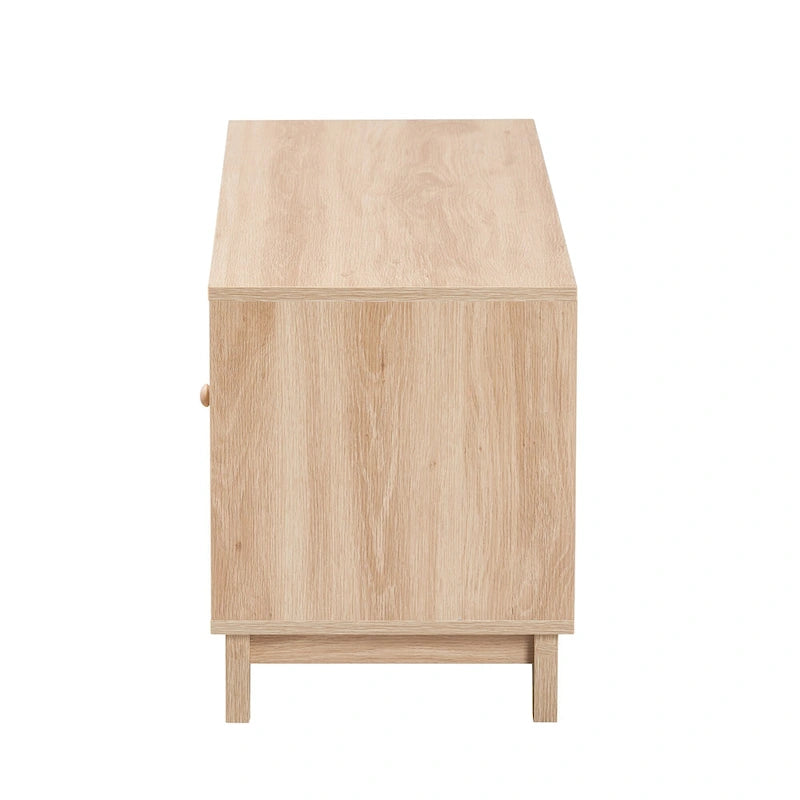 Meuble TV 2 portes en rotin naturel