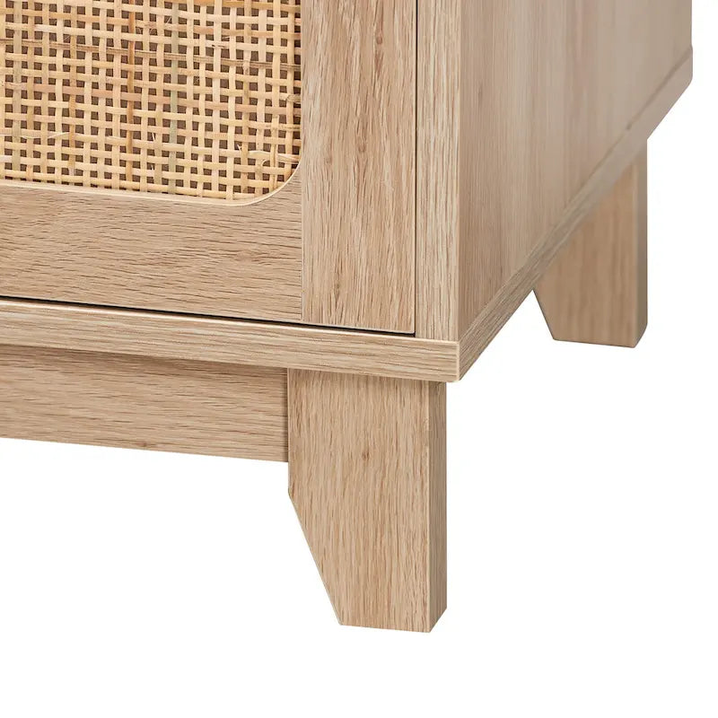 Meuble TV 2 portes en rotin naturel
