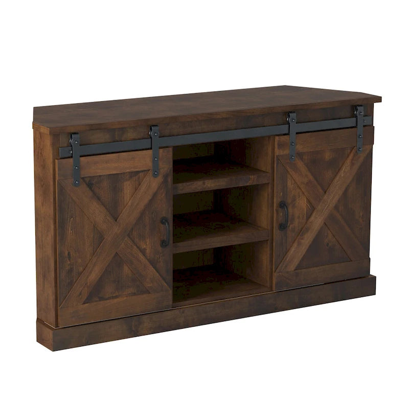 Meuble TV d'angle, aucun assemblage requis, finition vieux whiskey