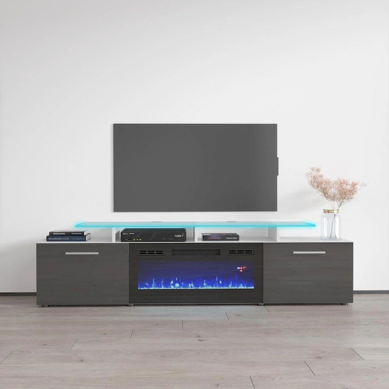 Meuble TV moderne 75 avec cheminée électrique