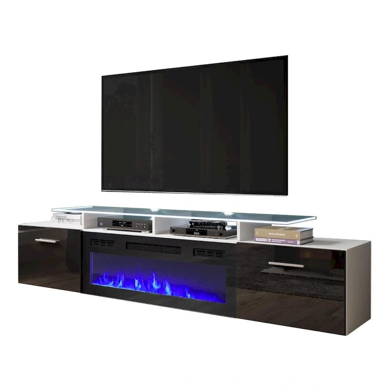 Meuble TV moderne 75 avec cheminée électrique