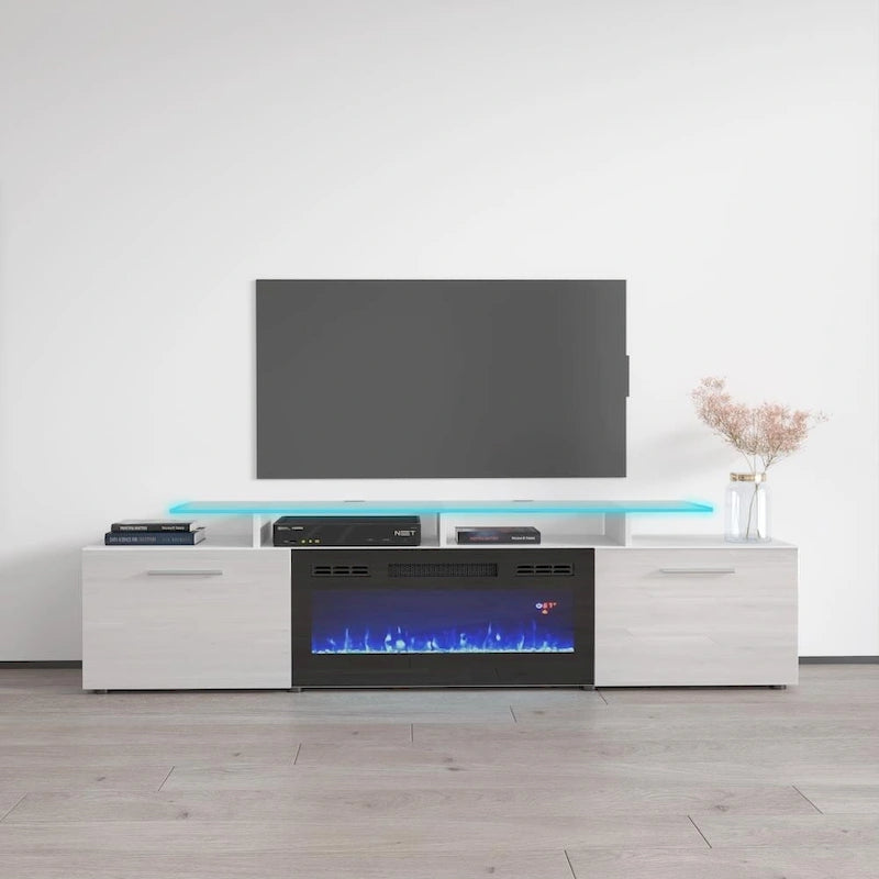 Meuble TV moderne 75 avec cheminée électrique