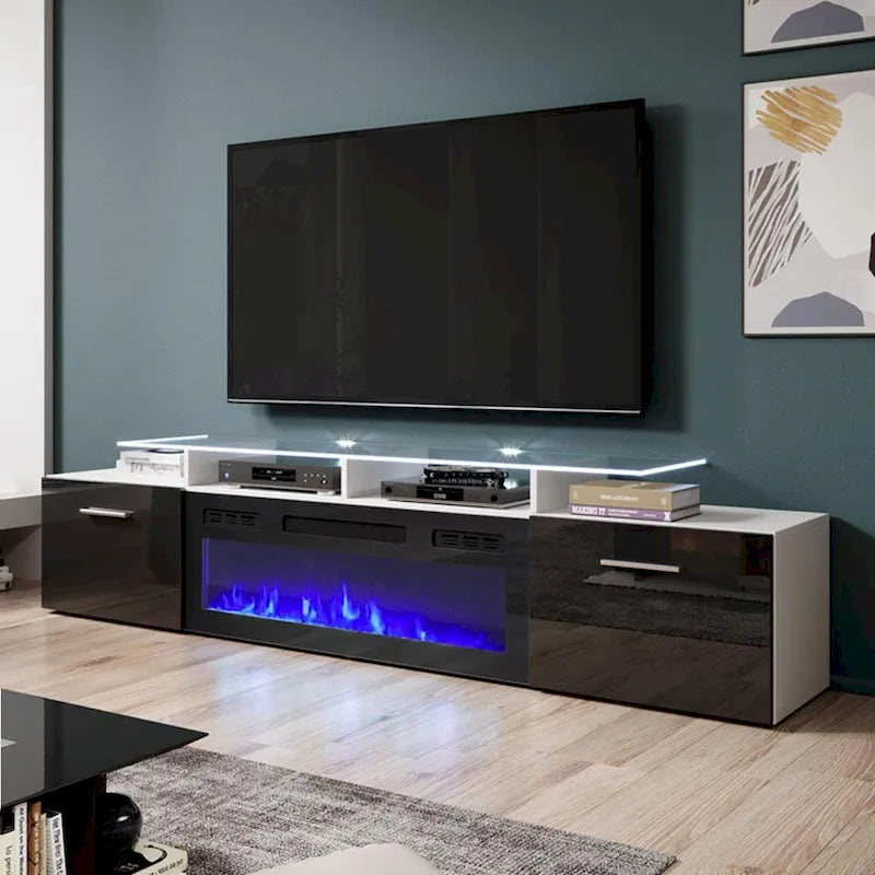 Meuble TV moderne 75 avec cheminée électrique