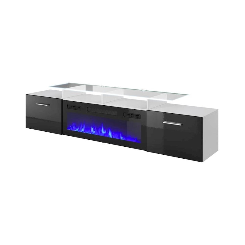Meuble TV moderne 75 avec cheminée électrique