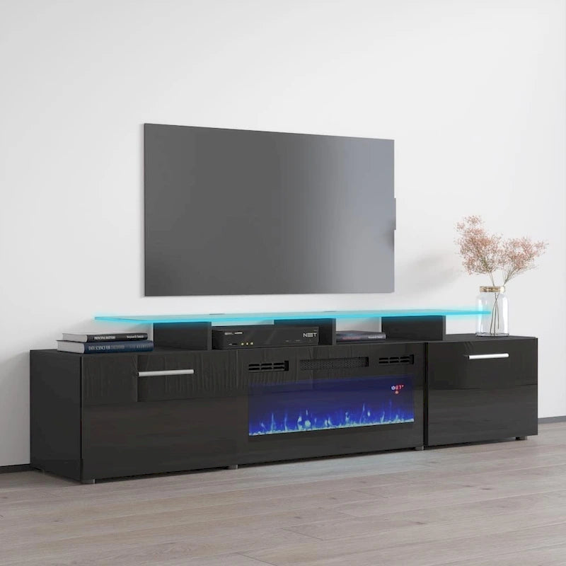 Meuble TV moderne 75 avec cheminée électrique