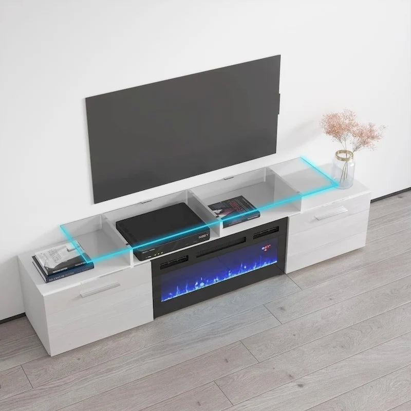 Meuble TV moderne 75 avec cheminée électrique