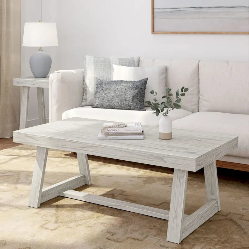 Table basse classique rectangulaire avec pieds tréteaux