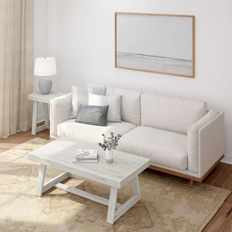 Table basse classique rectangulaire avec pieds tréteaux