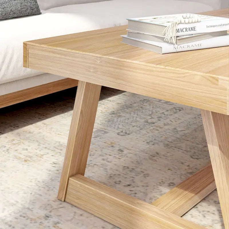 Table basse classique rectangulaire avec pieds tréteaux