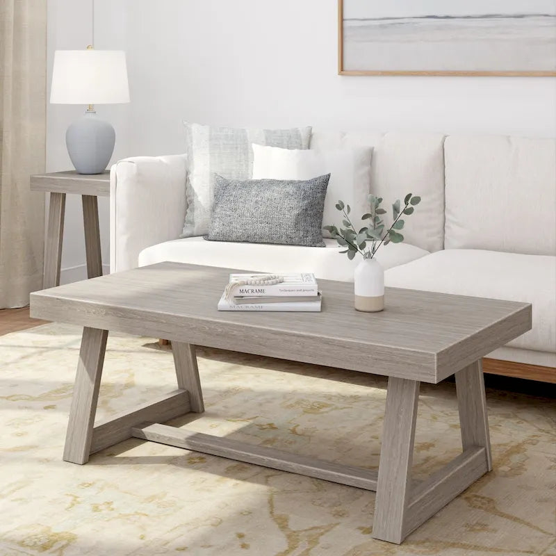 Table basse classique rectangulaire avec pieds tréteaux