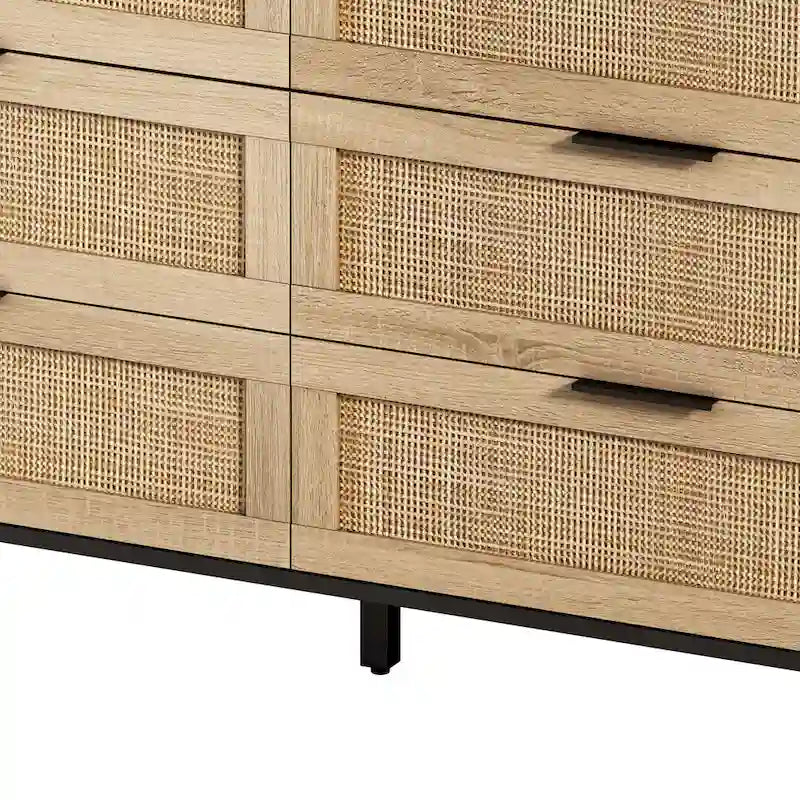 Commode de rangement en rotin pour salon