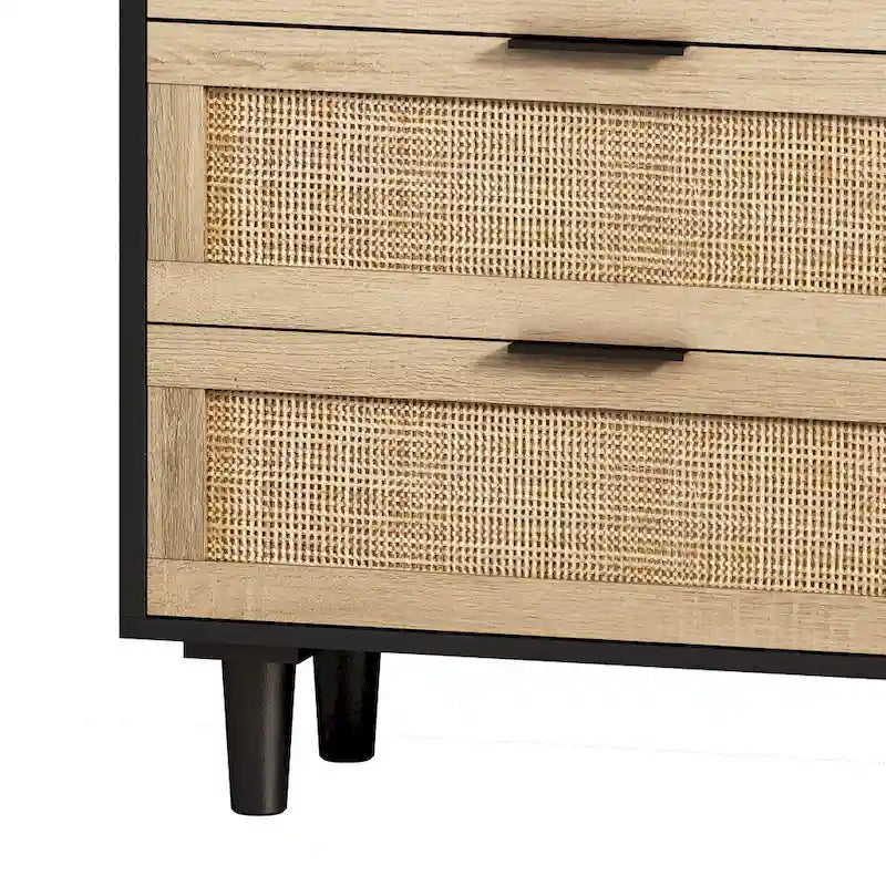 Commode de rangement en rotin pour salon