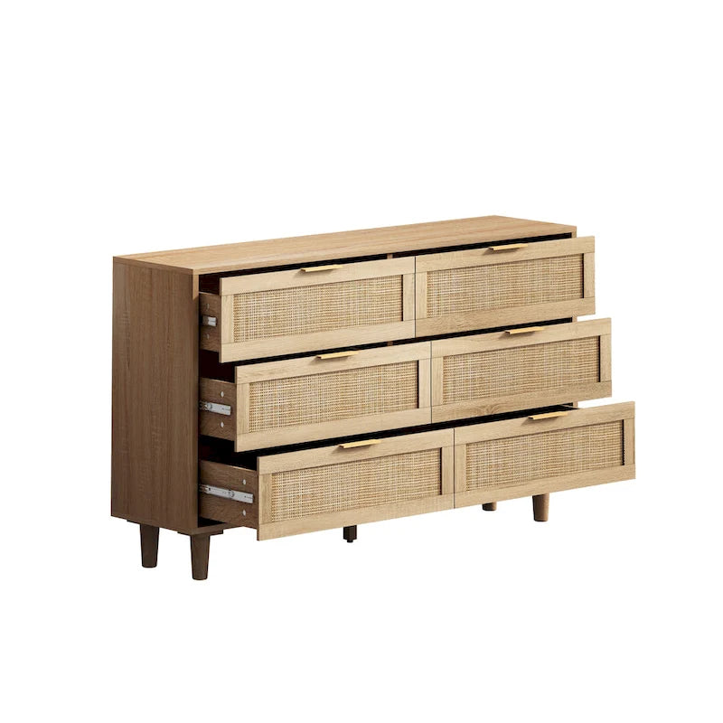 Commode de rangement en rotin pour salon