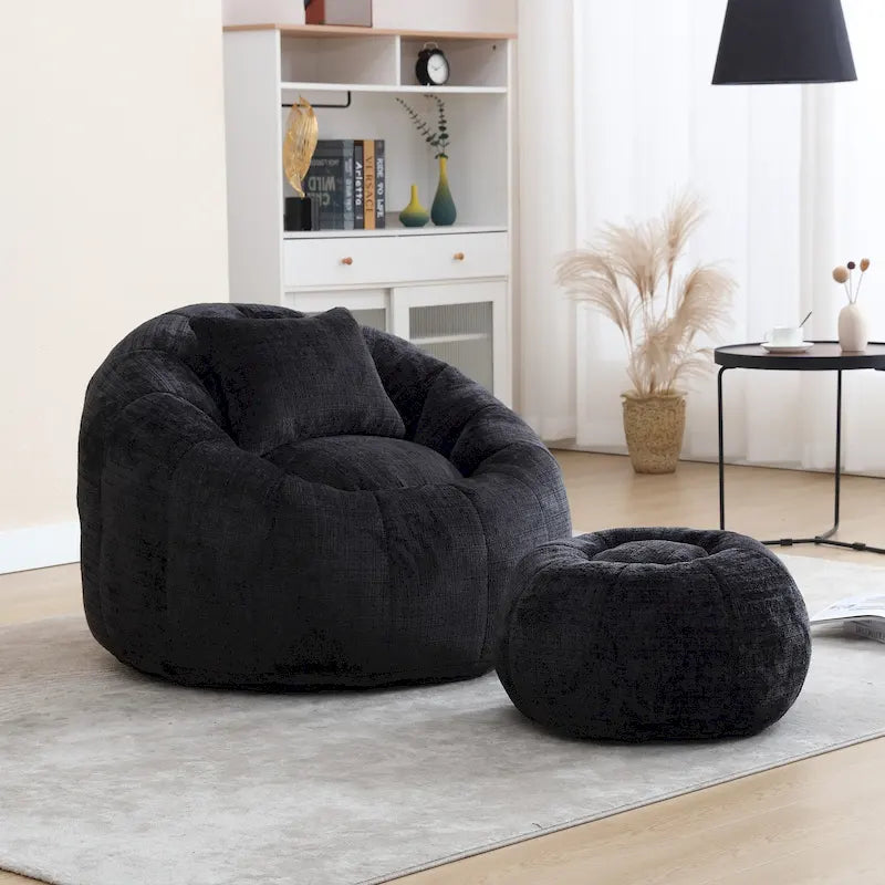Pouf rond confortable en chenille